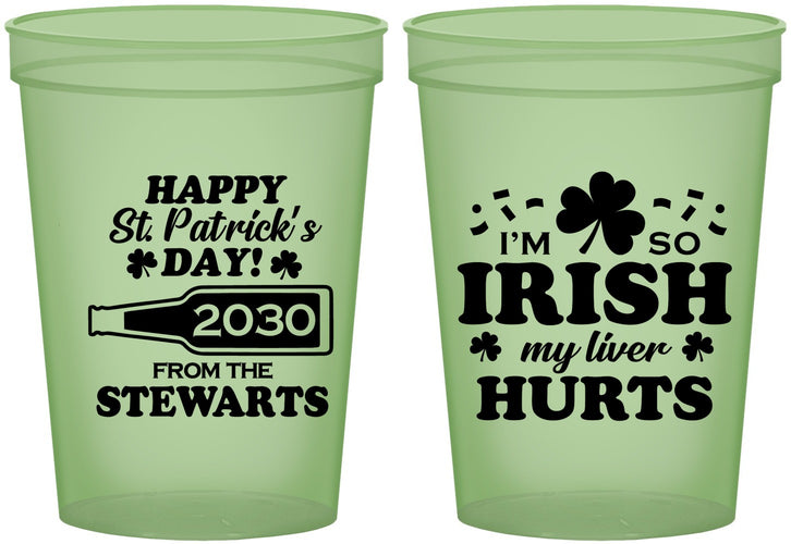 Custom St Patricks Day 16 oz Glow In The Dark Cups - Irish My Liver Hurts | 200000