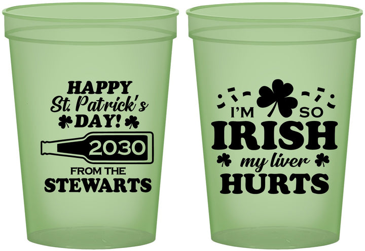 Custom St Patricks Day 16 oz Glow In The Dark Cups - Irish My Liver Hurts | 200000
