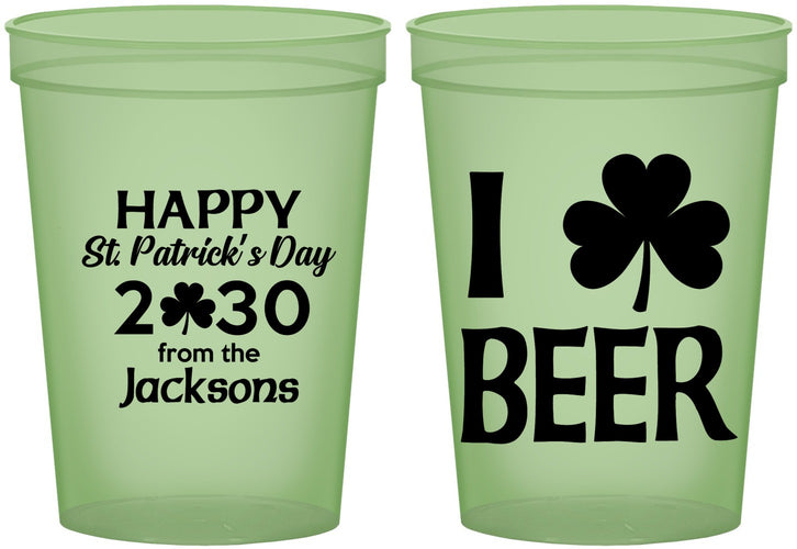 Custom St Patricks Day 16 oz Glow In The Dark Cups - Clover Irish | 200003