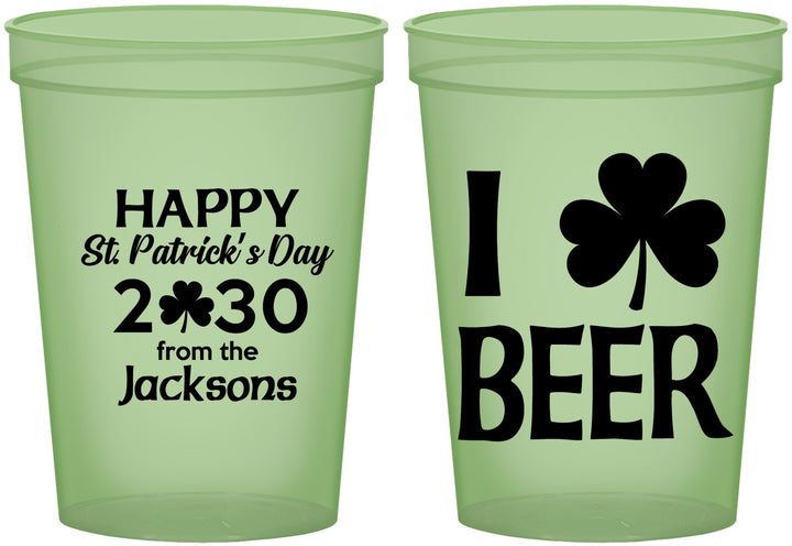 Custom St Patricks Day 16 oz Glow In The Dark Cups - Clover Irish | 200003