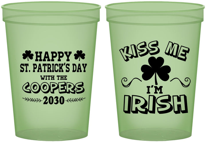 Custom St Patricks Day 16 oz Glow In The Dark Cups - Kiss Me I Am Irish | 200004