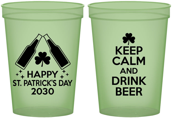 Custom St Patricks Day 16 oz Glow In The Dark Cups - Clover Irish | 200005