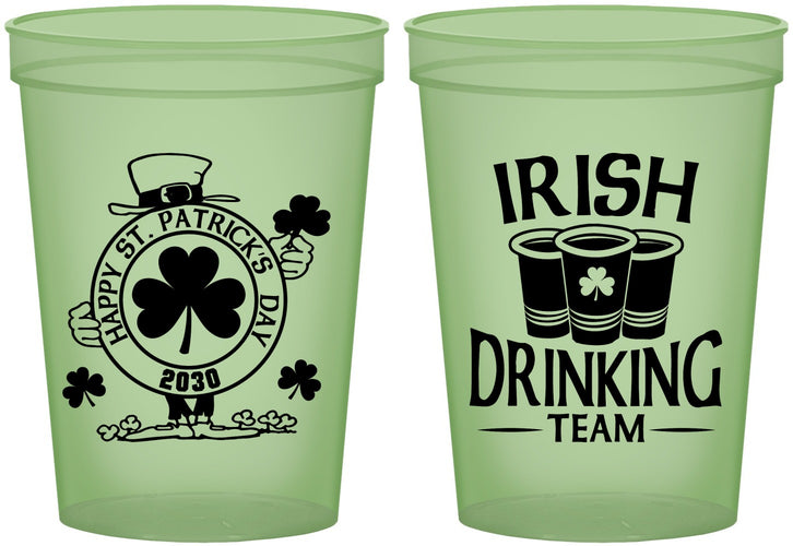 Custom St Patricks Day 16 oz Glow In The Dark Cups - Irish Drinking Team | 200006