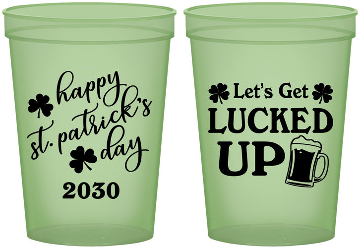 Custom St Patricks Day 16 oz Glow In The Dark Cups - Lucked Up | 200007