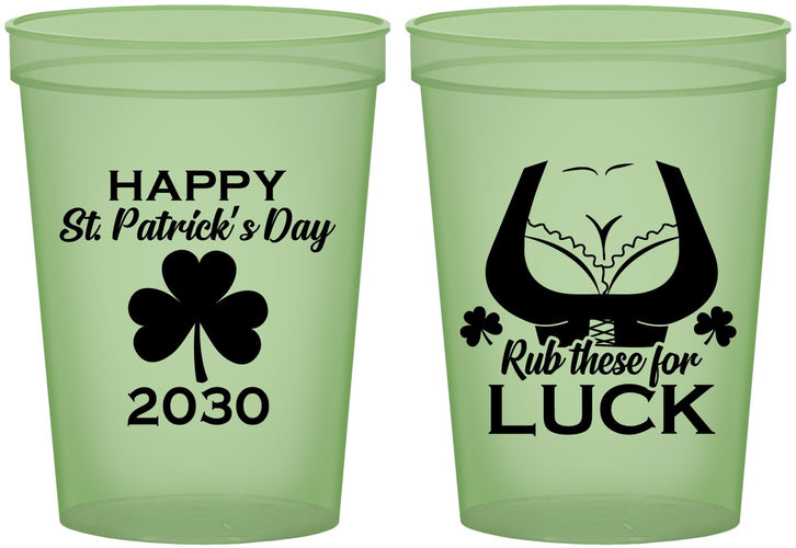 Custom St Patricks Day 16 oz Glow In The Dark Cups - Clover Irish | 200008