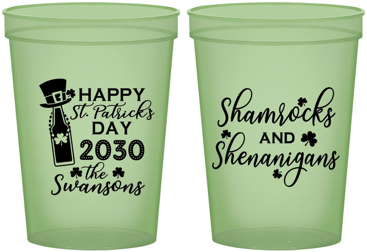 Custom St Patricks Day 16 oz Glow In The Dark Cups - Shamrocks Shenanigans | 200010