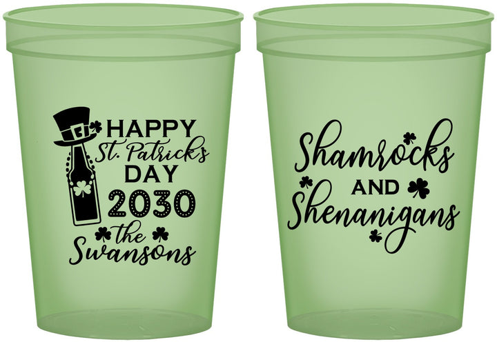 Custom St Patricks Day 16 oz Glow In The Dark Cups - Shamrocks Shenanigans | 200010