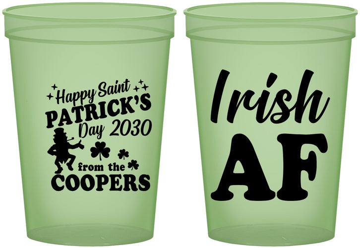 Custom St Patricks Day 16 oz Glow In The Dark Cups - Irish Af Leprechaun | 200012