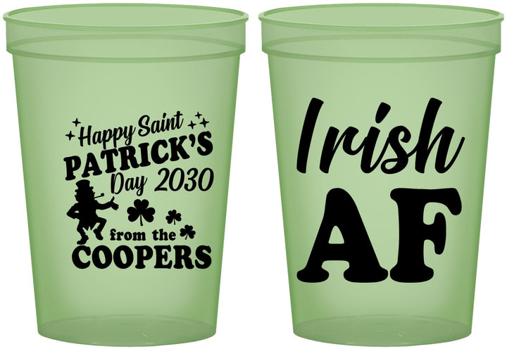 Custom St Patricks Day 16 oz Glow In The Dark Cups - Irish Af Leprechaun | 200012