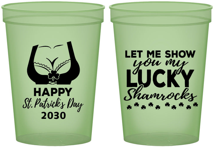Custom St Patricks Day 16 oz Glow In The Dark Cups - Shamrocks | 200015