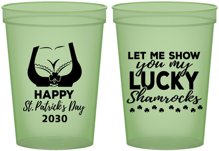 Custom St Patricks Day 16 oz Glow In The Dark Cups - Shamrocks | 200015