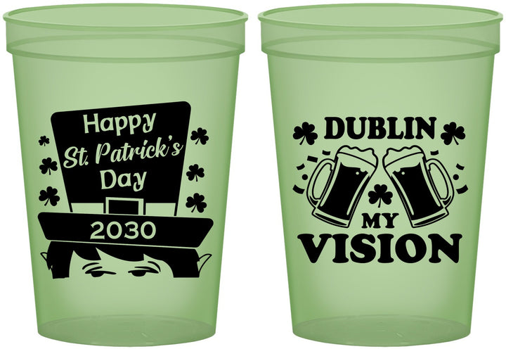 Custom St Patricks Day 16 oz Glow In The Dark Cups - Dublin My Vision | 200016