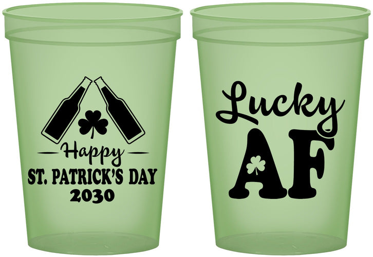 Custom St Patricks Day 16 oz Glow In The Dark Cups - Lucky Af | 200017