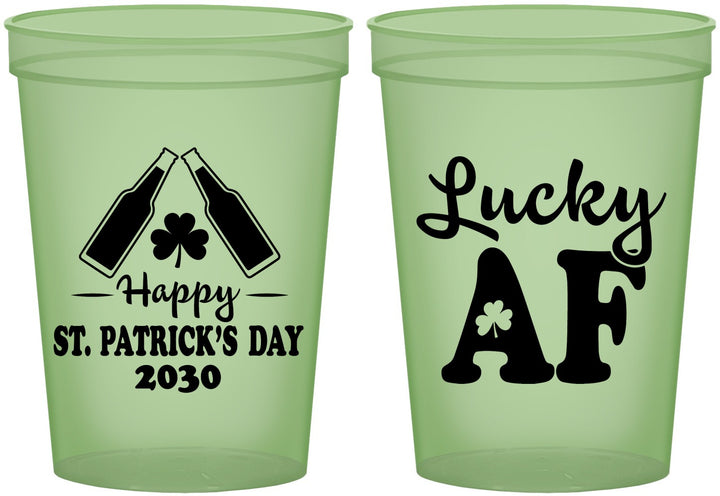 Custom St Patricks Day 16 oz Glow In The Dark Cups - Lucky Af | 200017