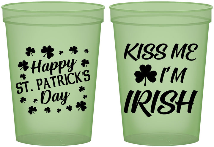 Custom St Patricks Day 16 oz Glow In The Dark Cups - Kiss Me I Am Irish | 200018