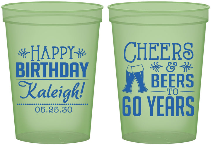 Custom Birthday 16 oz Glow In The Dark Cups - 60th | 20006