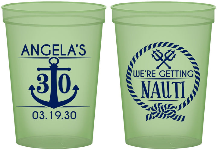 Custom Birthday 16 oz Glow In The Dark Cups - 30th Nautical | 20010
