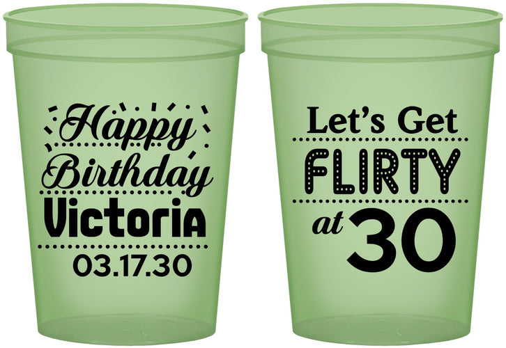 Custom Birthday 16 oz Glow In The Dark Cups - Flirty At 30 | 20015