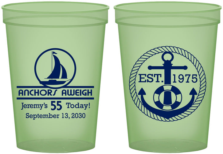 Custom Birthday 16 oz Glow In The Dark Cups - 55th Nautical | 20025