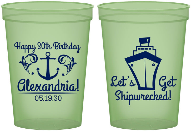 Custom Birthday 16 oz Glow In The Dark Cups - 30th Shipwrecked | 20026