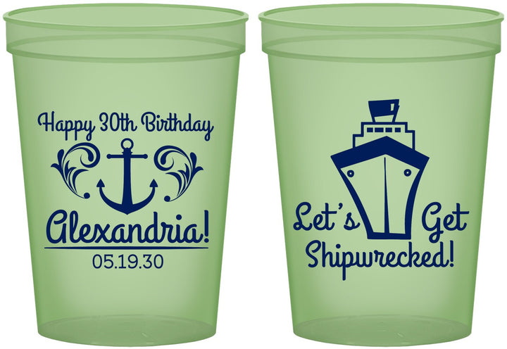 Custom Birthday 16 oz Glow In The Dark Cups - 30th Shipwrecked | 20026