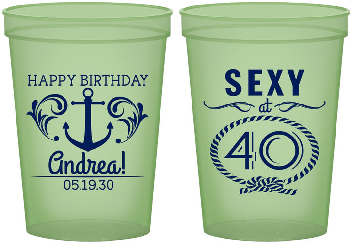 Custom Birthday 16 oz Glow In The Dark Cups - Sexy At 40 | 20027
