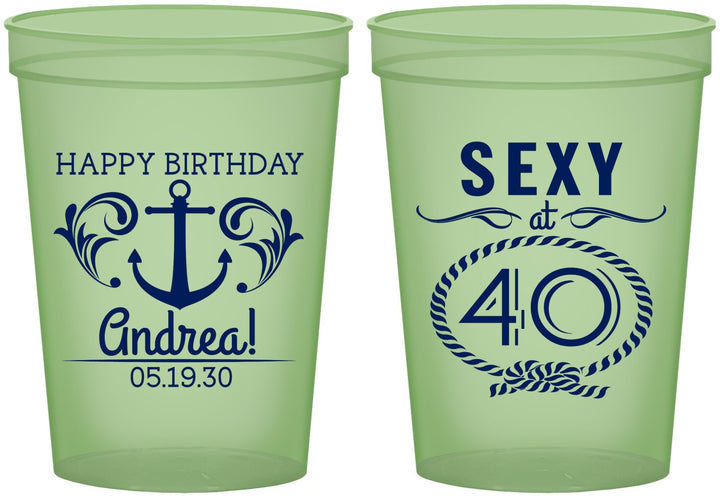 Custom Birthday 16 oz Glow In The Dark Cups - Sexy At 40 | 20027