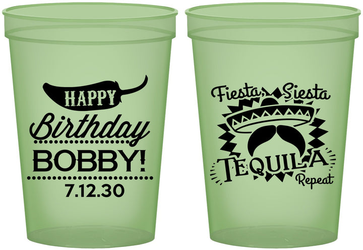 Custom Birthday 16 oz Glow In The Dark Cups - Fiesta Siesta Tequila | 20032