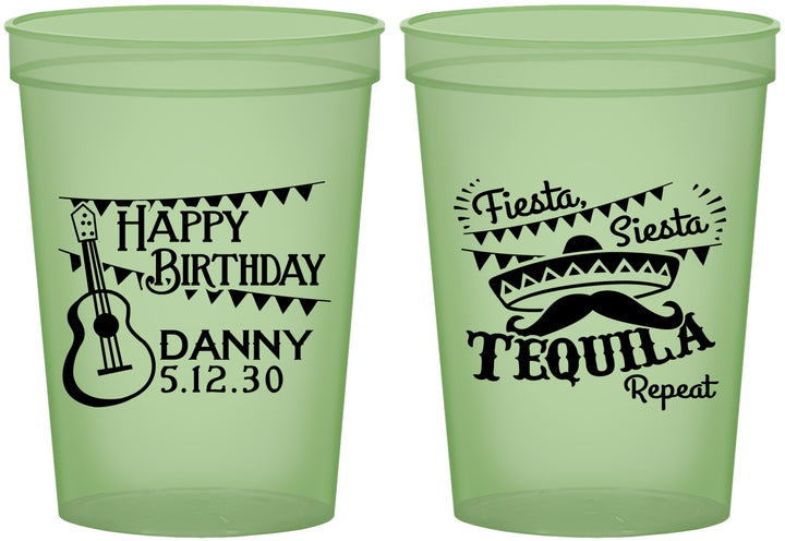 Custom Birthday 16 oz Glow In The Dark Cups - Fiesta Siesta Tequila | 20033
