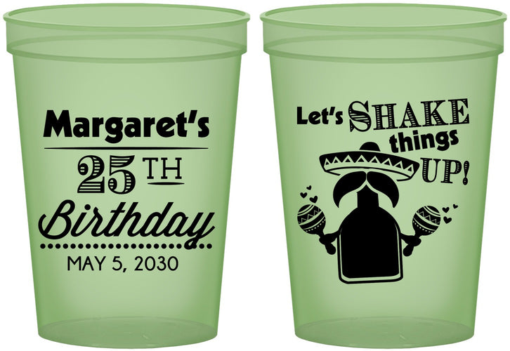 Custom Birthday 16 oz Glow In The Dark Cups - 25th Fiesta | 20035
