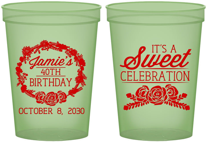 Custom Birthday 16 oz Glow In The Dark Cups - 40th | 20040