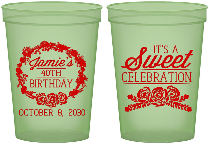 Custom Birthday 16 oz Glow In The Dark Cups - 40th | 20040