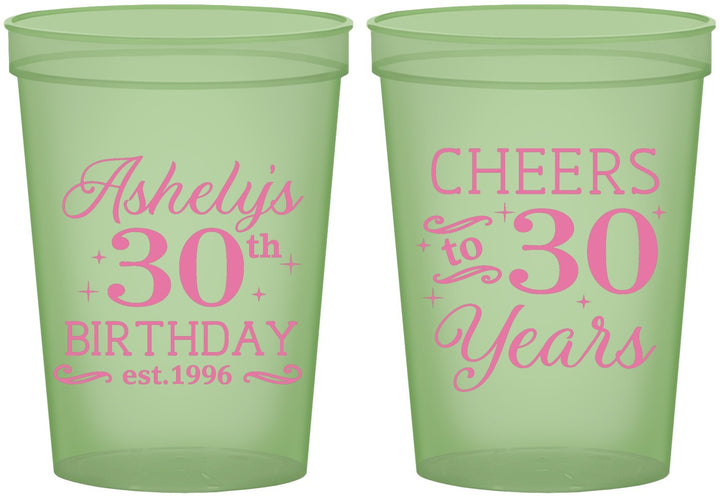 Custom Birthday 16 oz Glow In The Dark Cups - Cheers To 30 Years | 20041