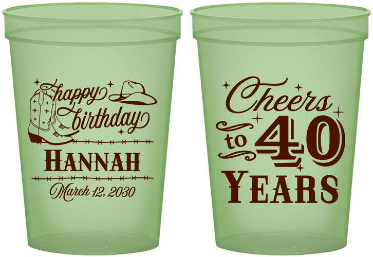 Custom Birthday 16 oz Glow In The Dark Cups - 40th | 20042