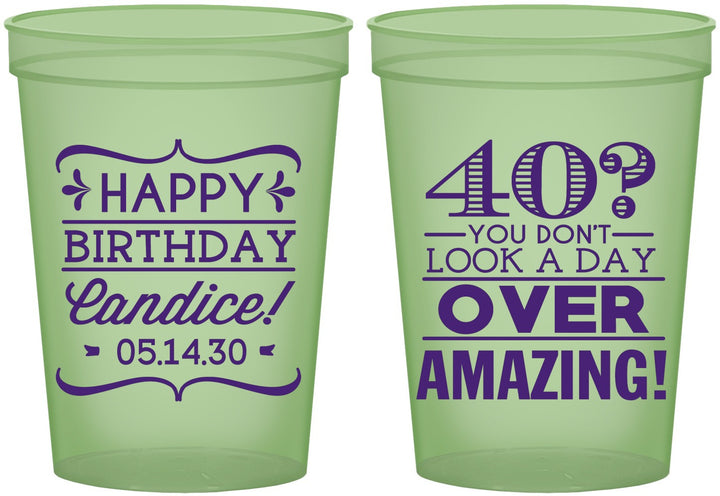 Custom Birthday 16 oz Glow In The Dark Cups - 40th | 20044