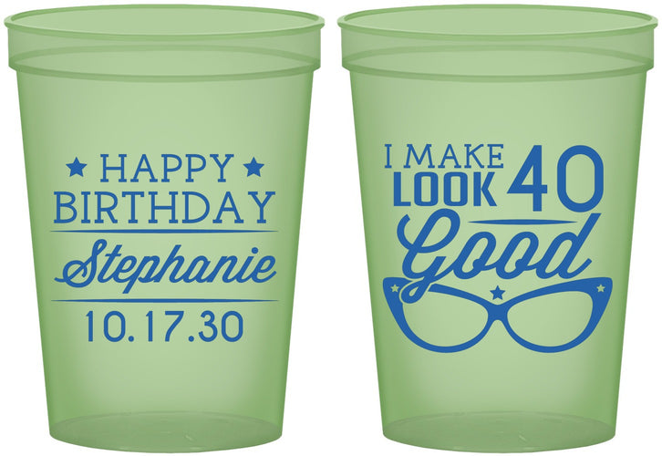 Custom Birthday 16 oz Glow In The Dark Cups - 40th | 20048