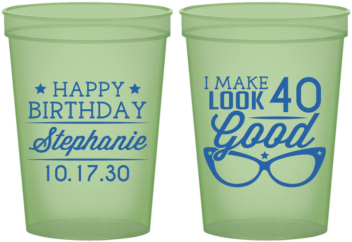 Custom Birthday 16 oz Glow In The Dark Cups - 40th | 20048