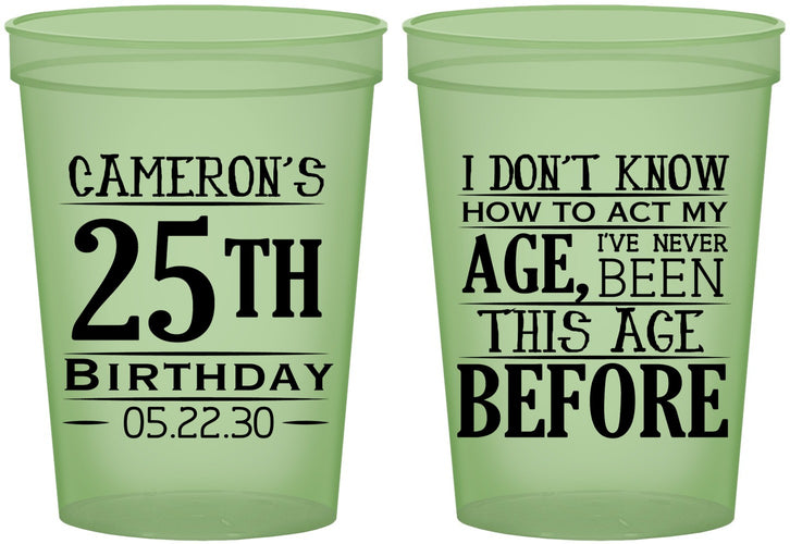 Custom Birthday 16 oz Glow In The Dark Cups - 25th | 20054