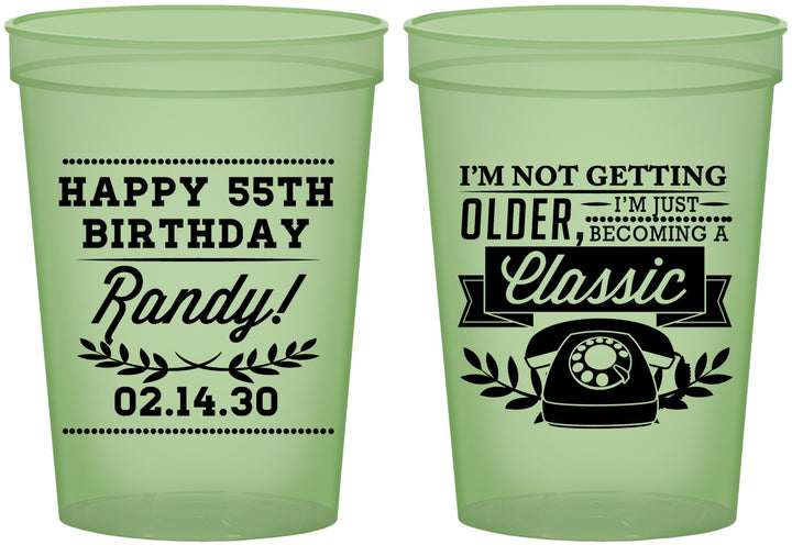 Custom Birthday 16 oz Glow In The Dark Cups - 55th Classic Phone | 20058