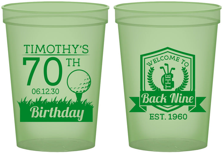 Custom Birthday 16 oz Glow In The Dark Cups - 70th Golf | 20061