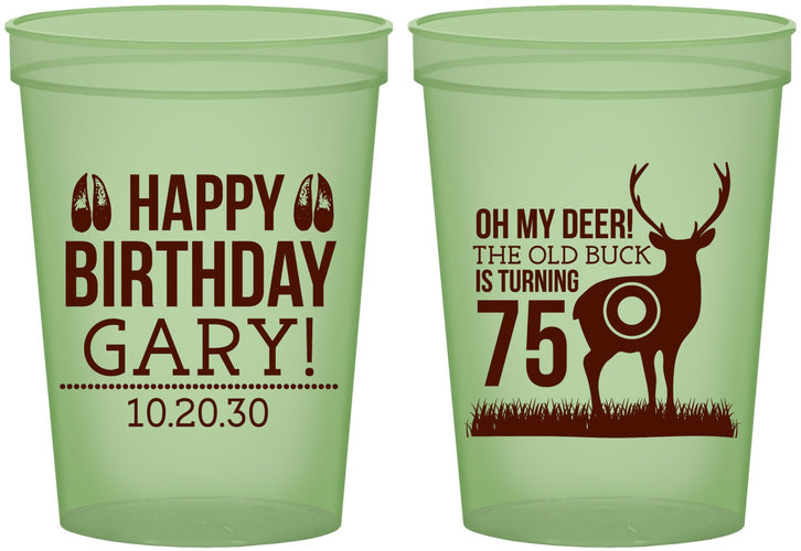 Custom Birthday 16 oz Glow In The Dark Cups - 75th Hunting | 20063