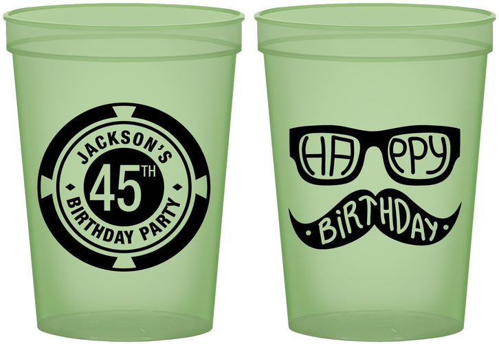 Custom Birthday 16 oz Glow In The Dark Cups - 45th Las Vegas | 20064
