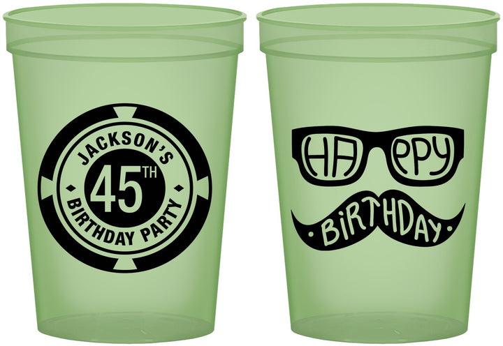 Custom Birthday 16 oz Glow In The Dark Cups - 45th Las Vegas | 20064
