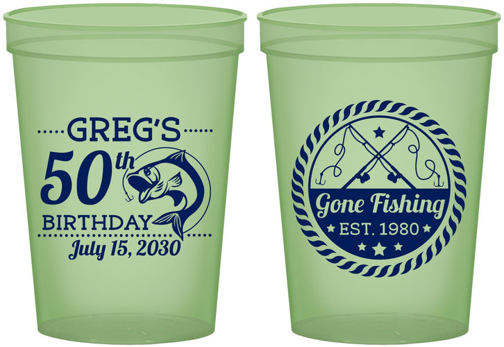 Custom Birthday 16 oz Glow In The Dark Cups - 50th Nautical | 20065