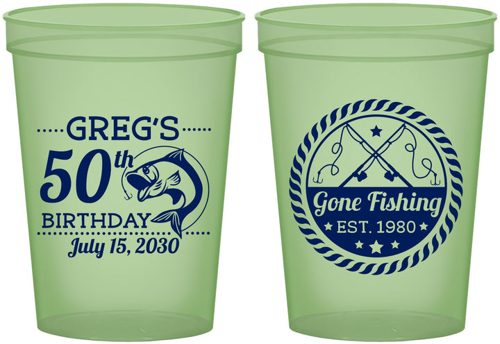 Custom Birthday 16 oz Glow In The Dark Cups - 50th Nautical | 20065