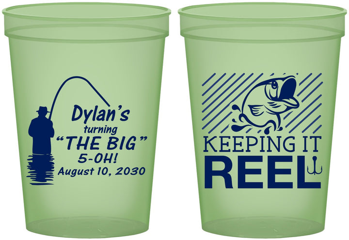 Custom Birthday 16 oz Glow In The Dark Cups - 50th Keeping It Reel | 20067