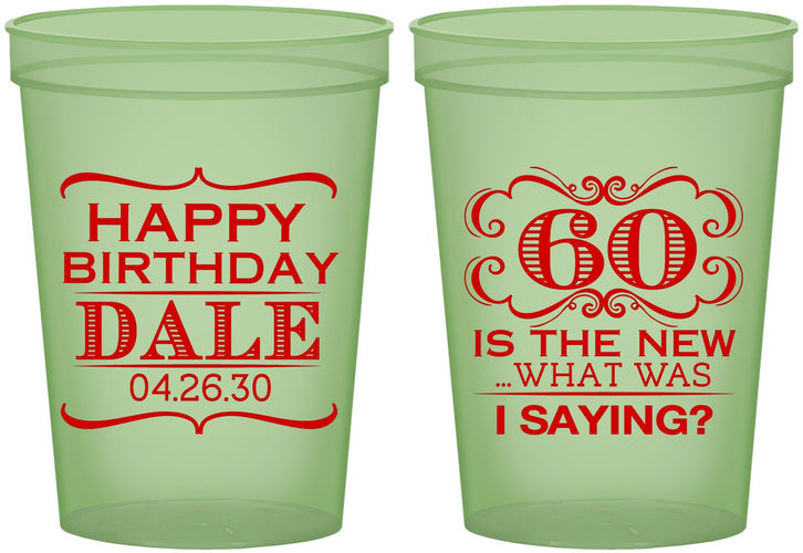 Custom Birthday 16 oz Glow In The Dark Cups - 60th | 20070