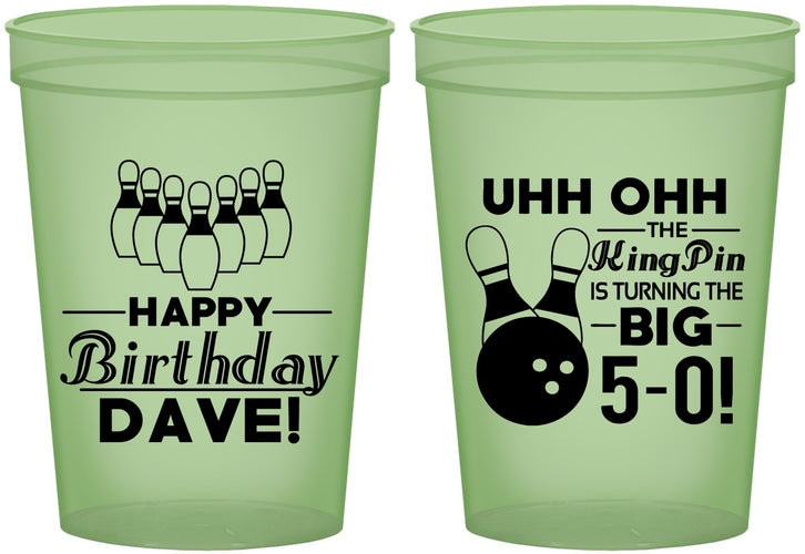 Custom Birthday 16 oz Glow In The Dark Cups - 50th Bowing | 20071