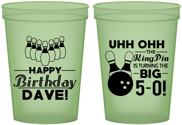 Custom Birthday 16 oz Glow In The Dark Cups - 50th Bowing | 20071