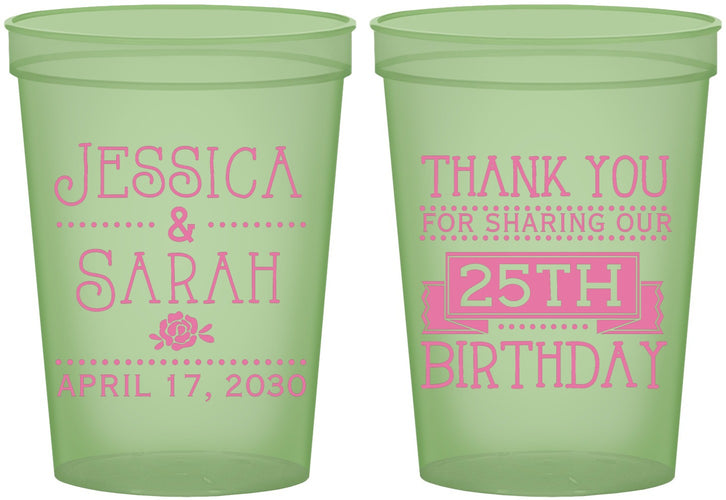 Custom Birthday 16 oz Glow In The Dark Cups - 25th | 20075